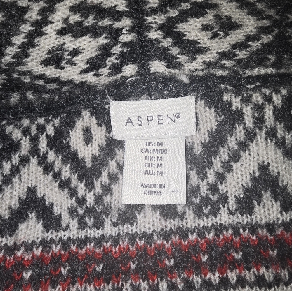 (J) Geometric Patterned Open Front Sweater - image 6